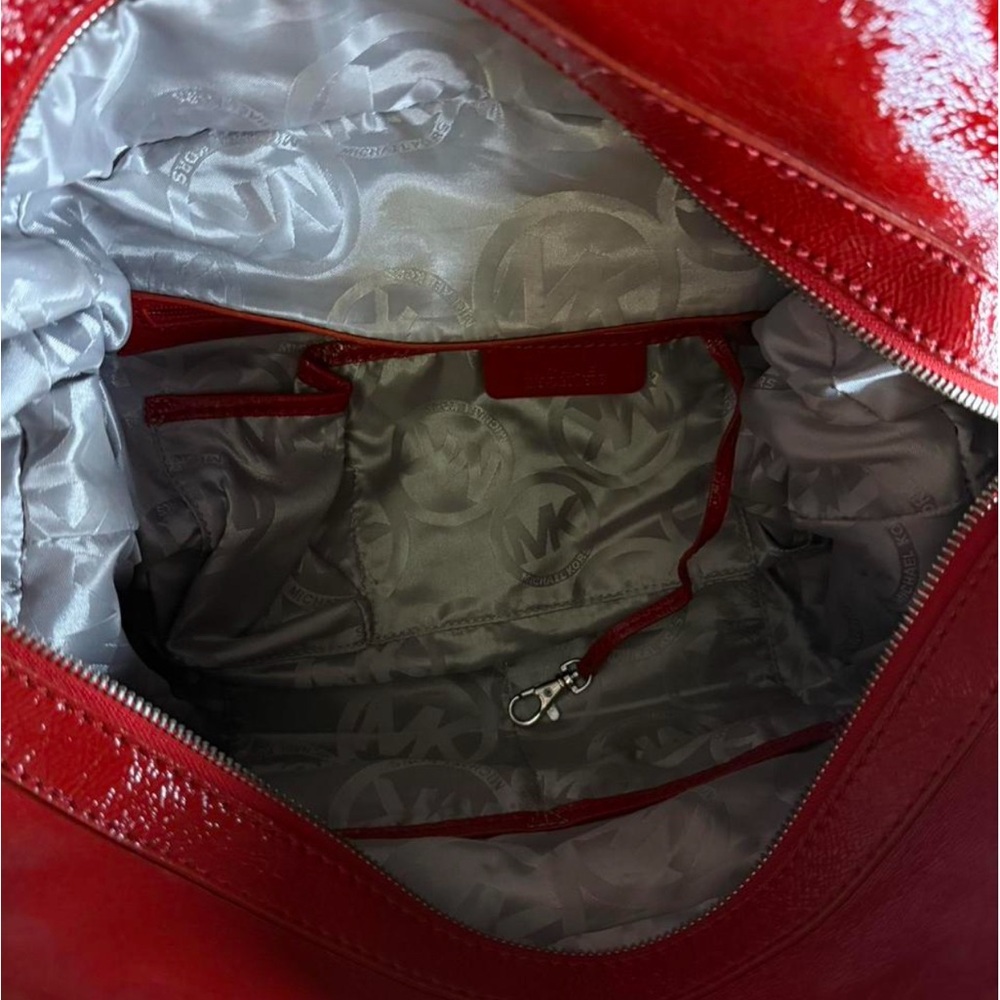 Michael Kors Red Satchel with Silver Accents and Glossy Finish - Picture 4 of 5